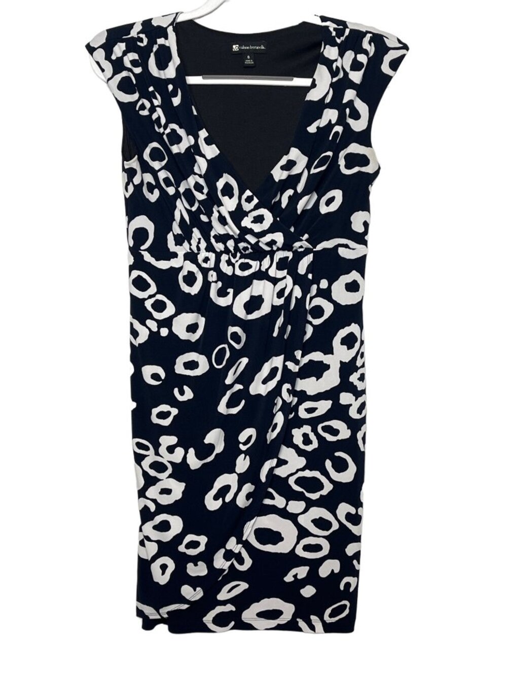 Valerie Bertinelli Sheath Dress Womens 6 Blue White Wrap Career Dress